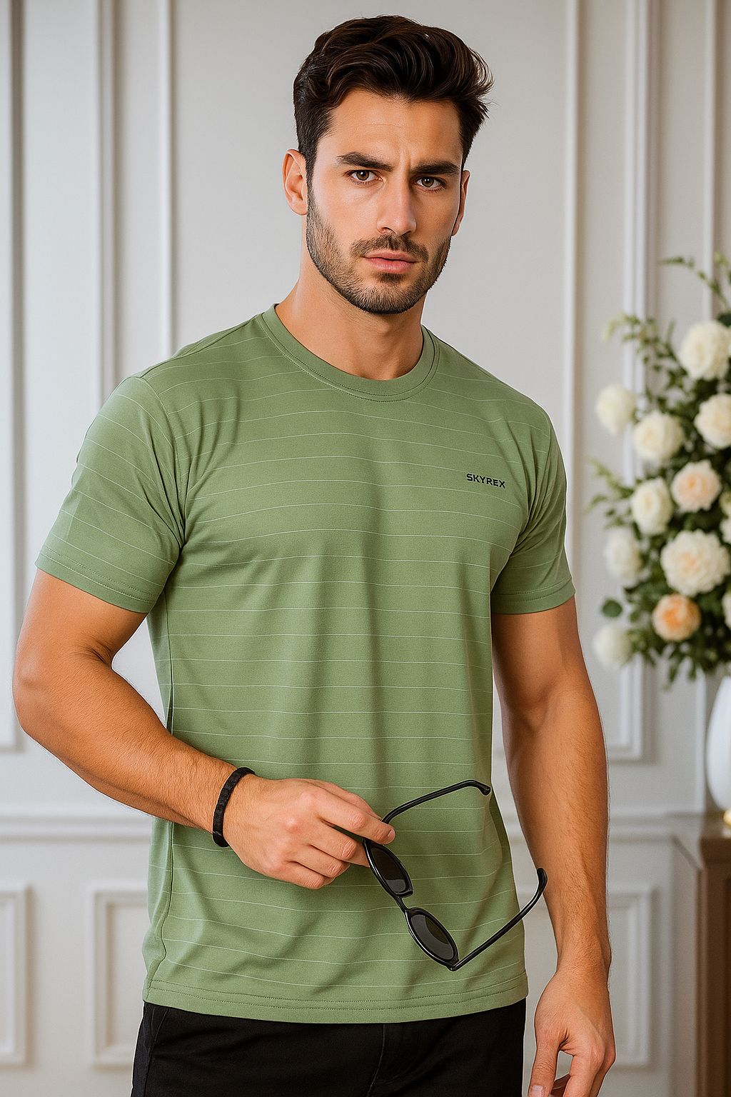 SKYREX GREEN SPORTS ROUND NECK T-SHIRT