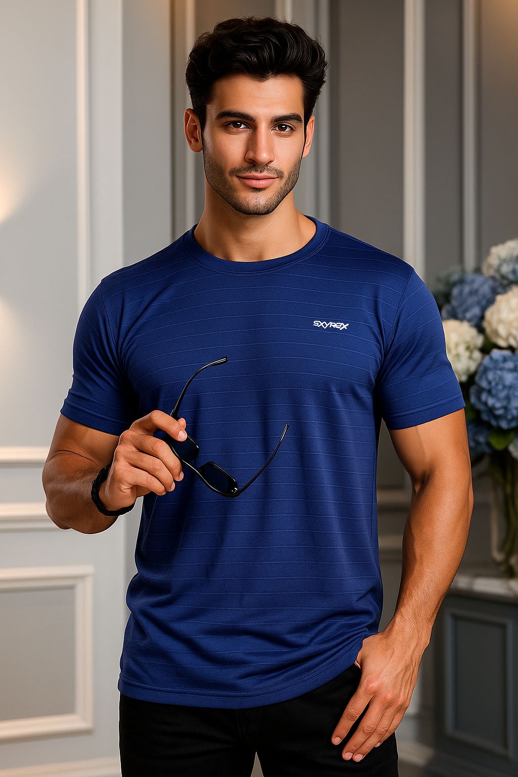 SKYREX NAVYBLUE SPORTS  ROUNDNECK T.SHIRT