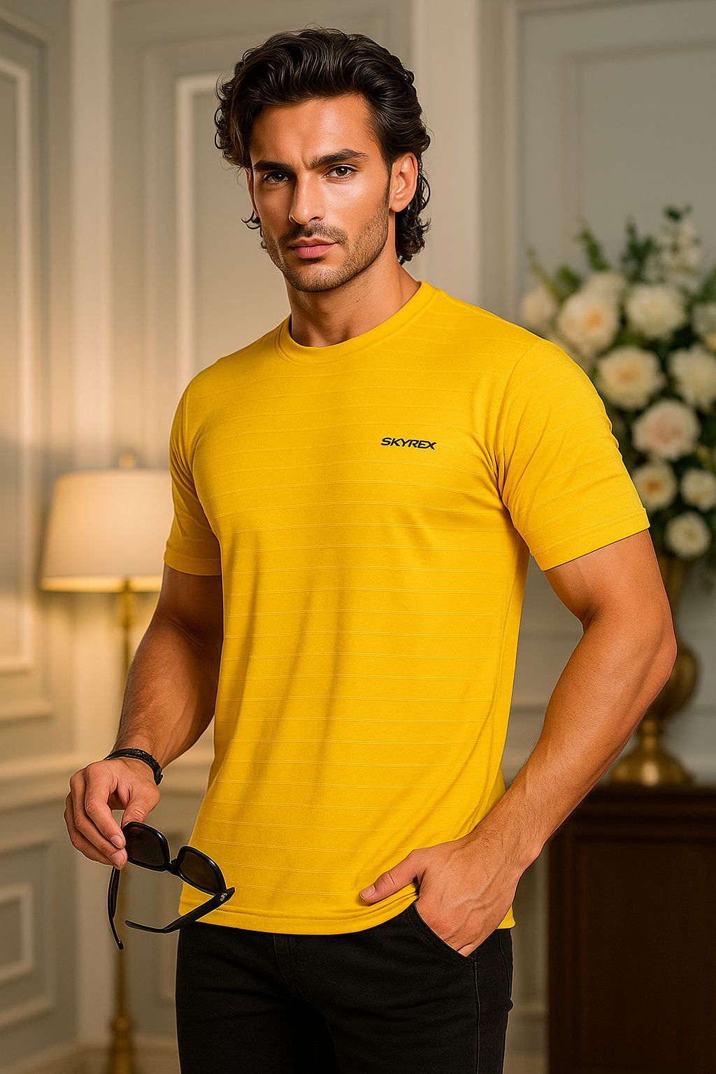 SKYREX YALLOW SPORTS ROUND NECK T-SHIRT