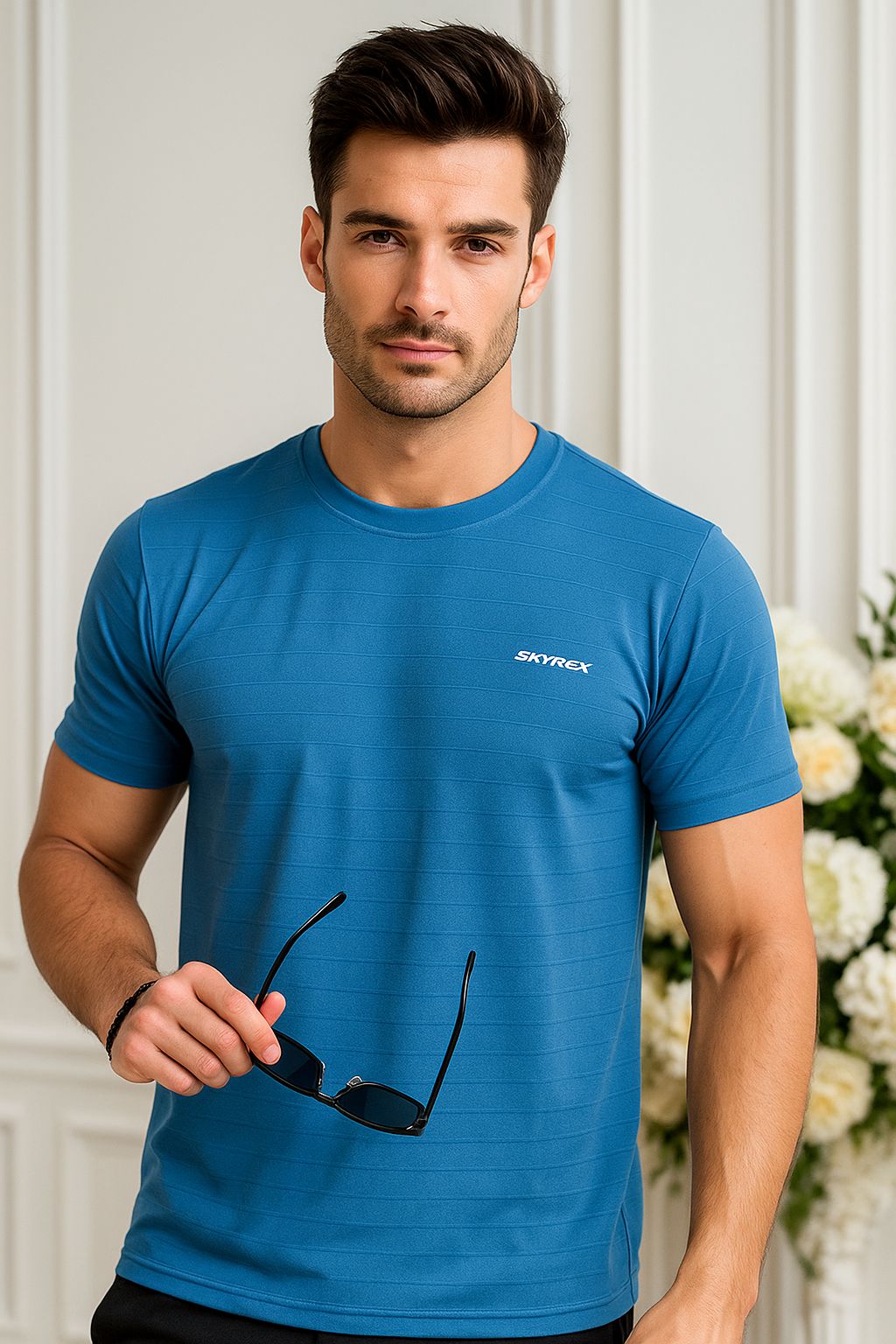 SKYREX BLUE SPORTS ROUND NECK T.SHIRT